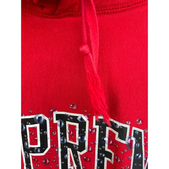 Supreme Red Arch Logo Water Droplet Hoodie Sweatshirt Mens Size M - Picture 3 of 11